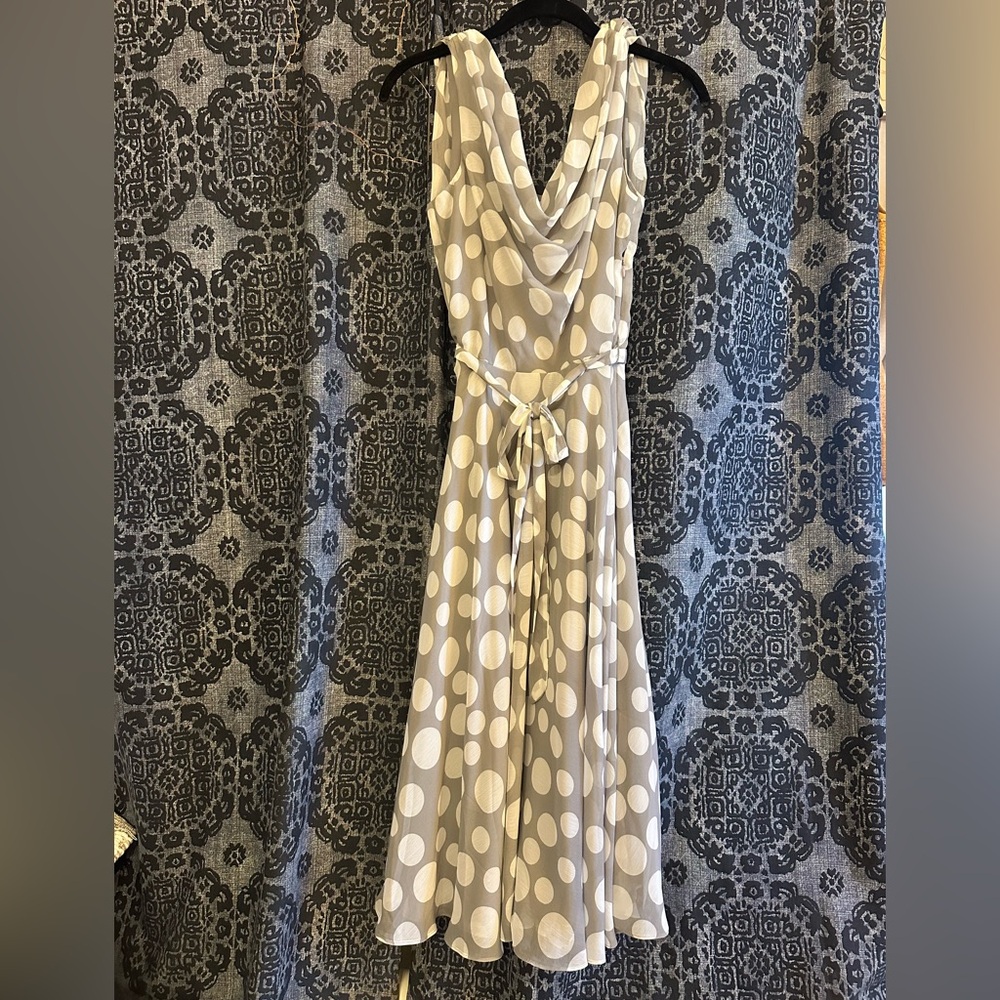 ModCloth J.B.S. Gray Polka Dot Maxi Dress